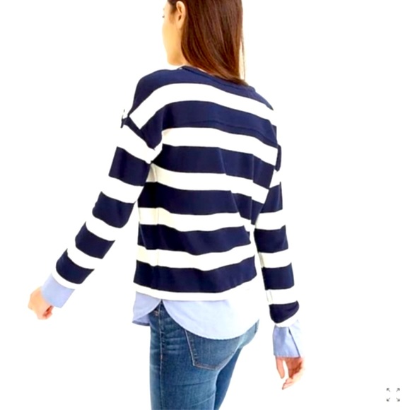 J Crew Block Striped Navy White Sweater XS - Picture 3 of 8